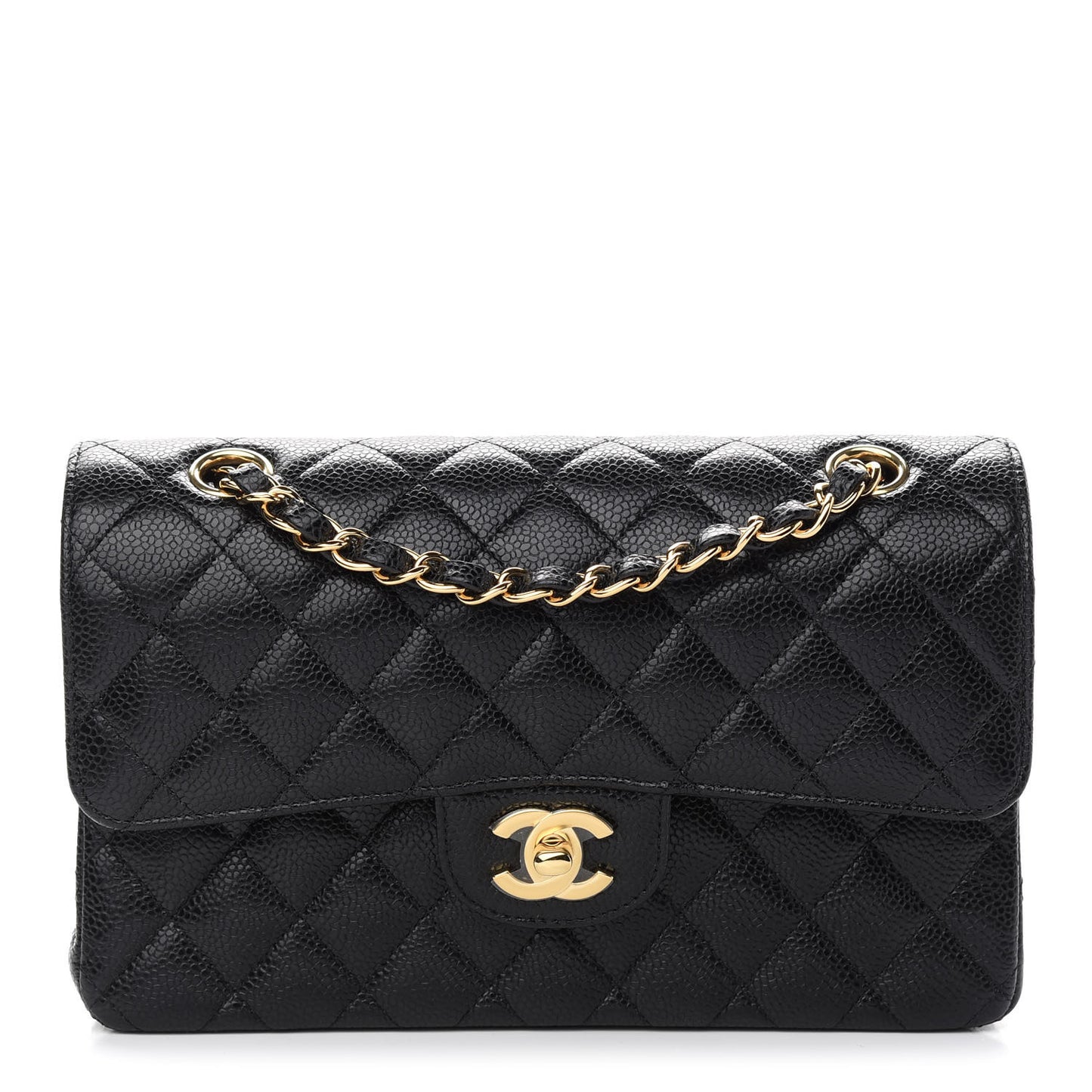 Caviar Quilted Small Double Flap Black