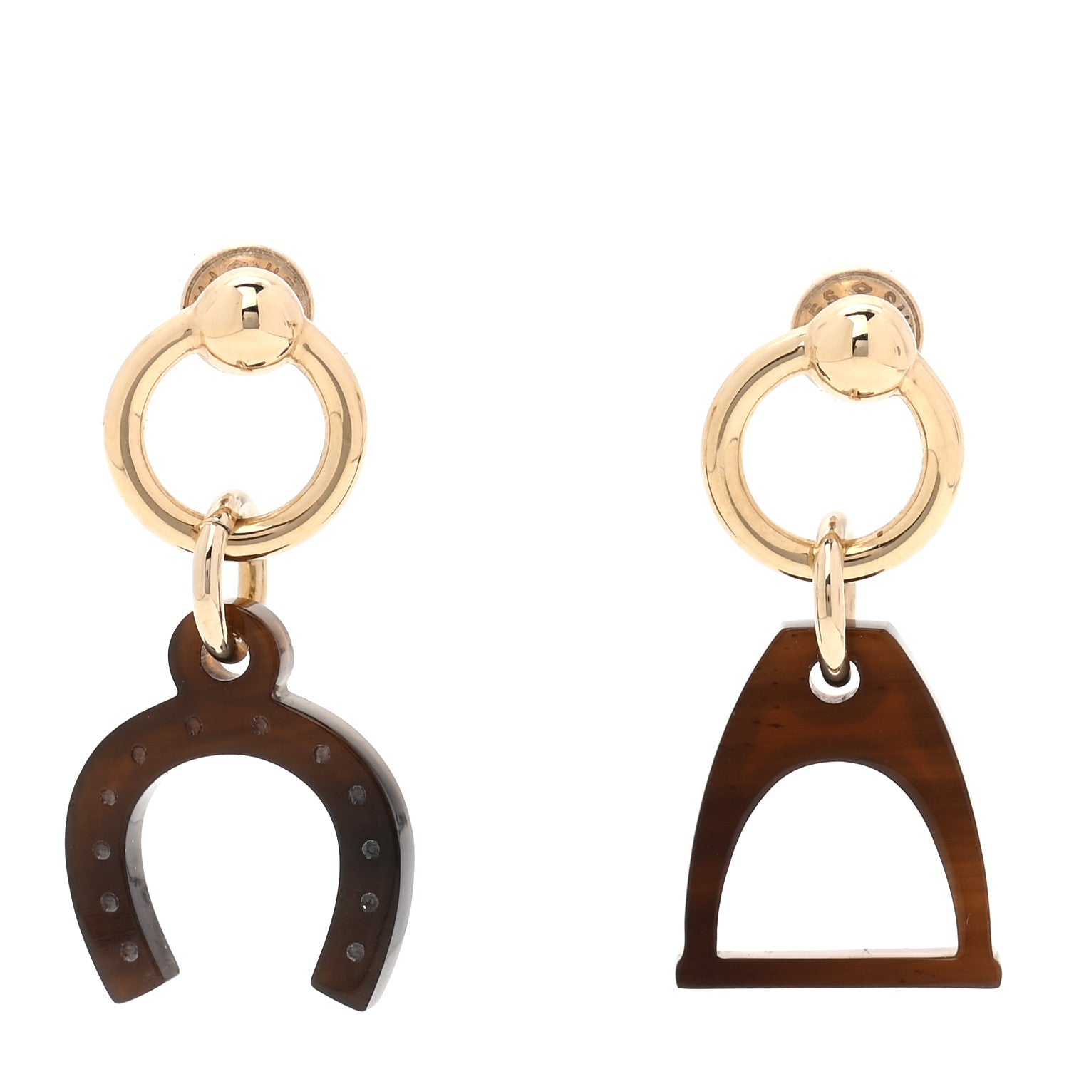 Hermes Permabrass Buffalo Horn Amulettes Equestre Earrings Black 1 of 4