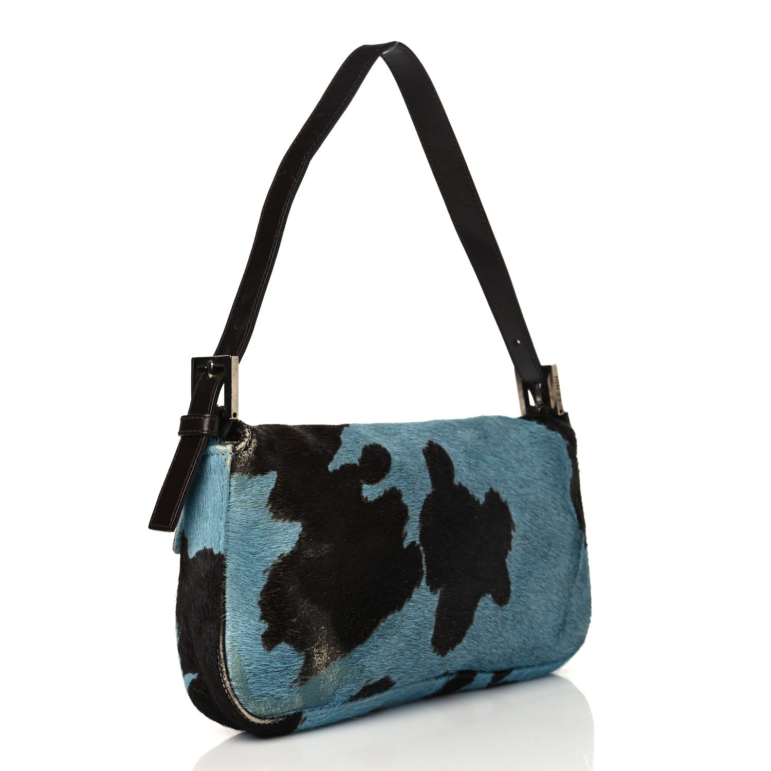 Fendi Calf Hair Baguette Light Blue Brown 3 of 10