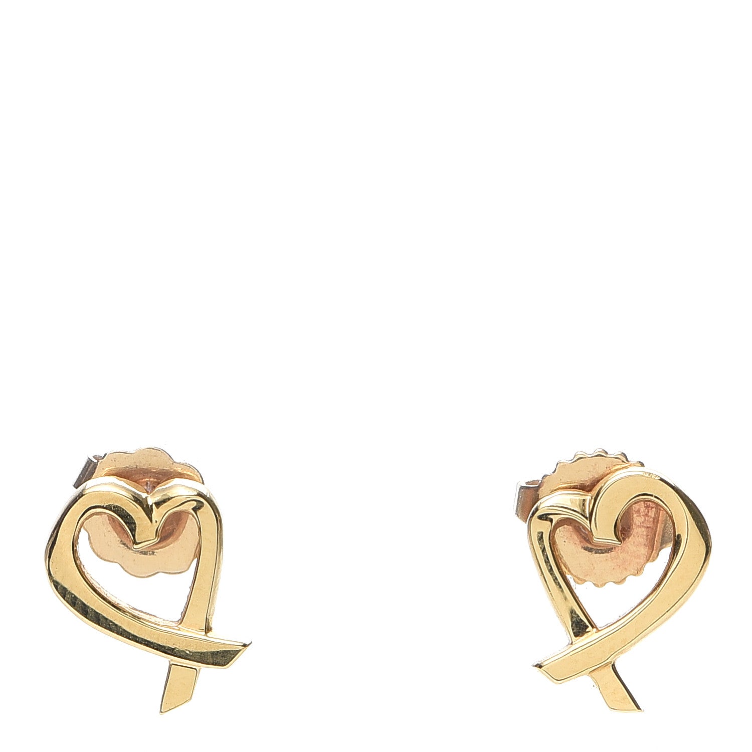 Tiffany 18K Yellow Gold Mini Paloma Picasso Loving Heart Earrings 1 of 4