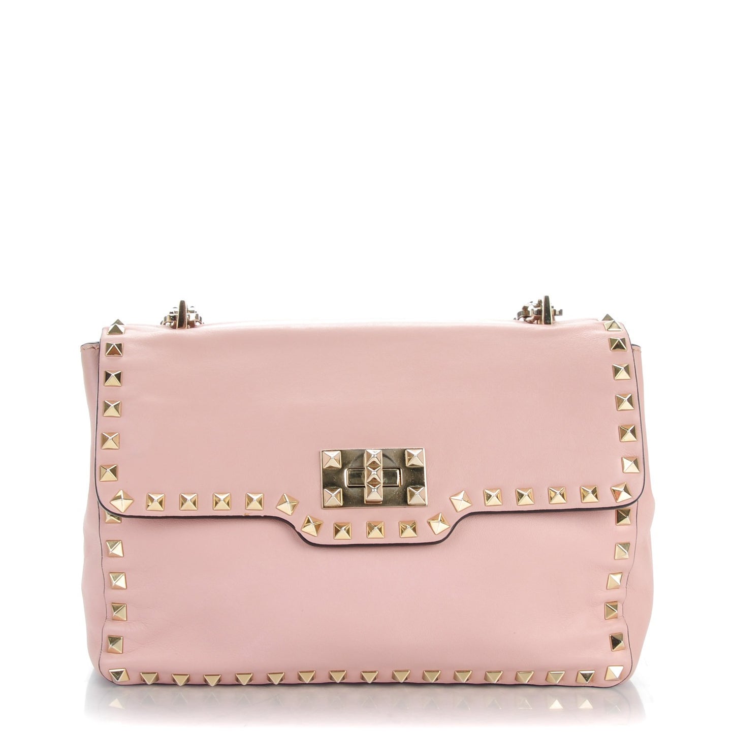 Vitello Rockstud Chain Strap Shoulder Bag Blush