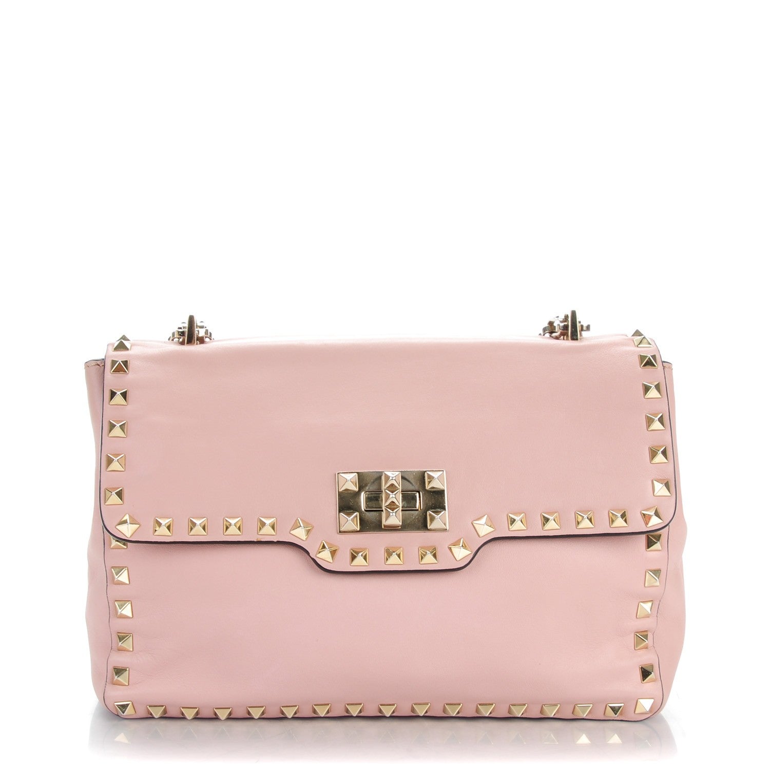 Valentino Garavani Vitello Rockstud Chain Strap Shoulder Bag Blush 1 of 7