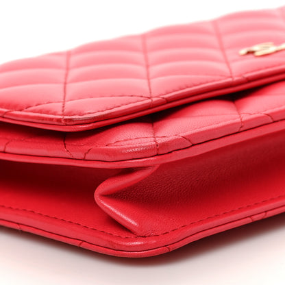 Chanel Lambskin Quilted Wallet On Chain WOC Red 9 of 10