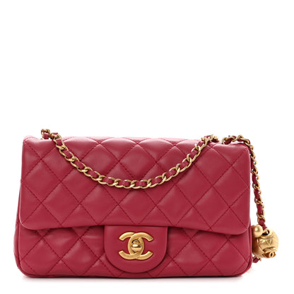 Chanel Lambskin Quilted Mini Rectangular Pearl Crush Flap Fuchsia 1 of 10