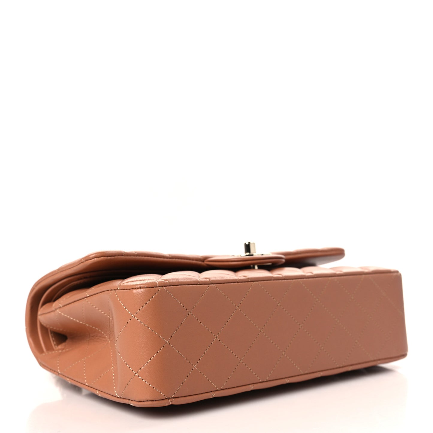 Lambskin Quilted Medium Double Flap Brown