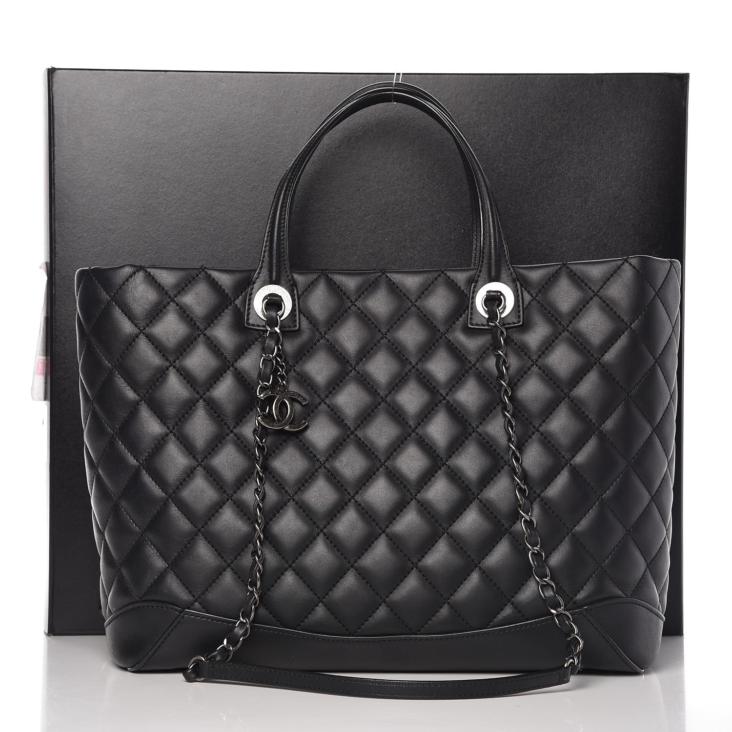 Chanel Calfskin Quilted Large Easy Shopping Tote Black 11 of 11