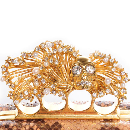 Alexander McQueen Python Pearl Knuckle-Duster Box Clutch Flesh Gold 5 of 8
