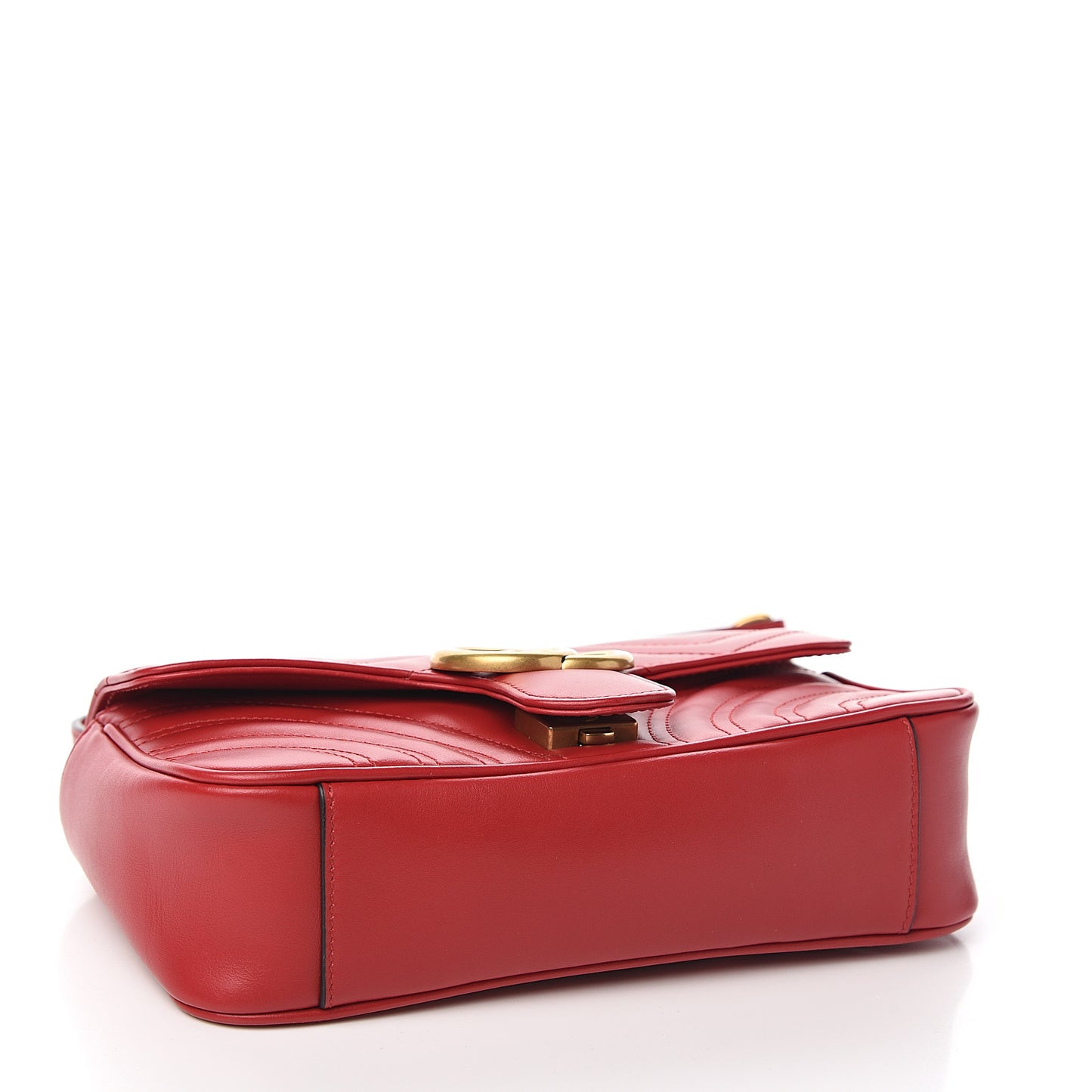 Calfskin Matelasse Mini GG Marmont Shoulder Bag Hibiscus Red