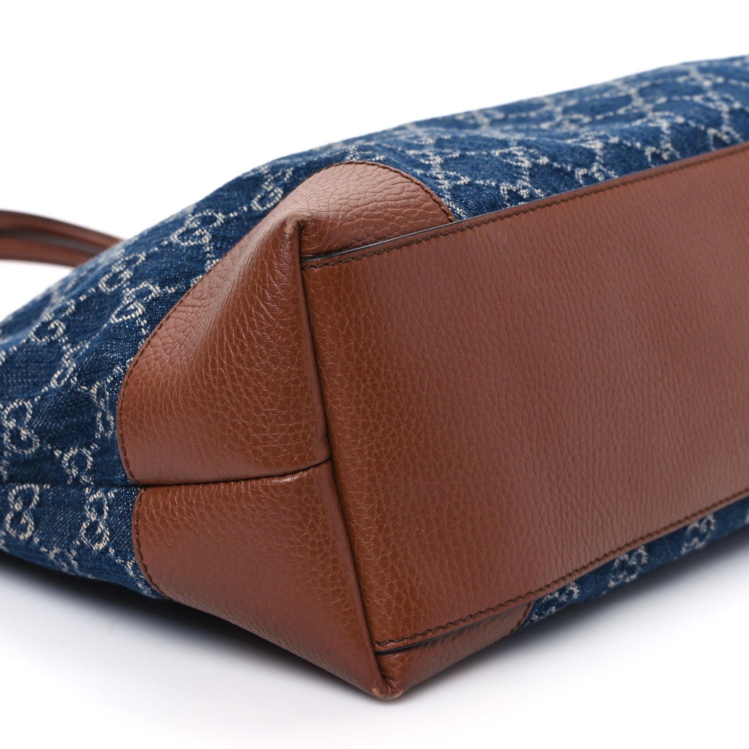 Gucci New Denim GG Monogram Medium Ophidia Shopping Tote Blue Tea Cuir 9 of 13