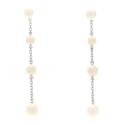 Mikimoto 18K White Gold Akoya Cultured Pearl 6mm Drop Earrings 1 of 5