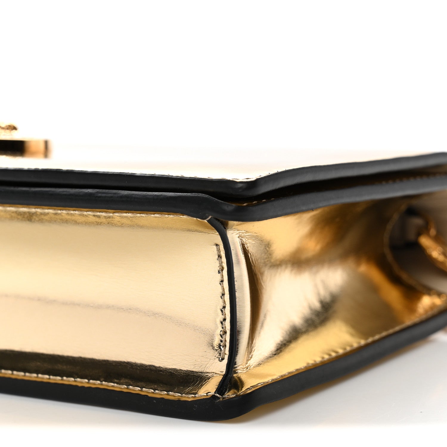 Versace Patent Metallic Crystal Medusa Clutch On Chain Gold 9 of 9