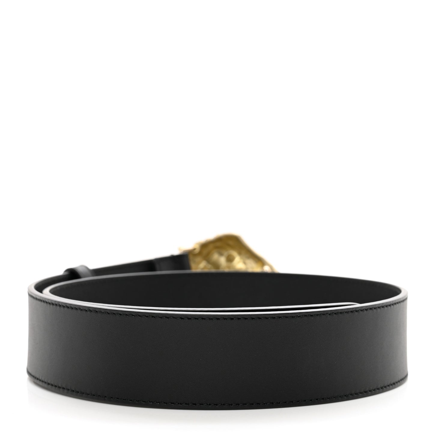 Calfskin Crystal Metal Tiger Head Buckle 30mm Belt 75/30 Black