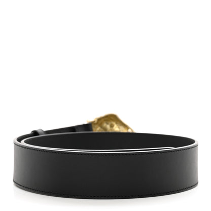 Gucci Calfskin Crystal Metal Tiger Head Buckle 30mm Belt 75/30 Black 2 of 5