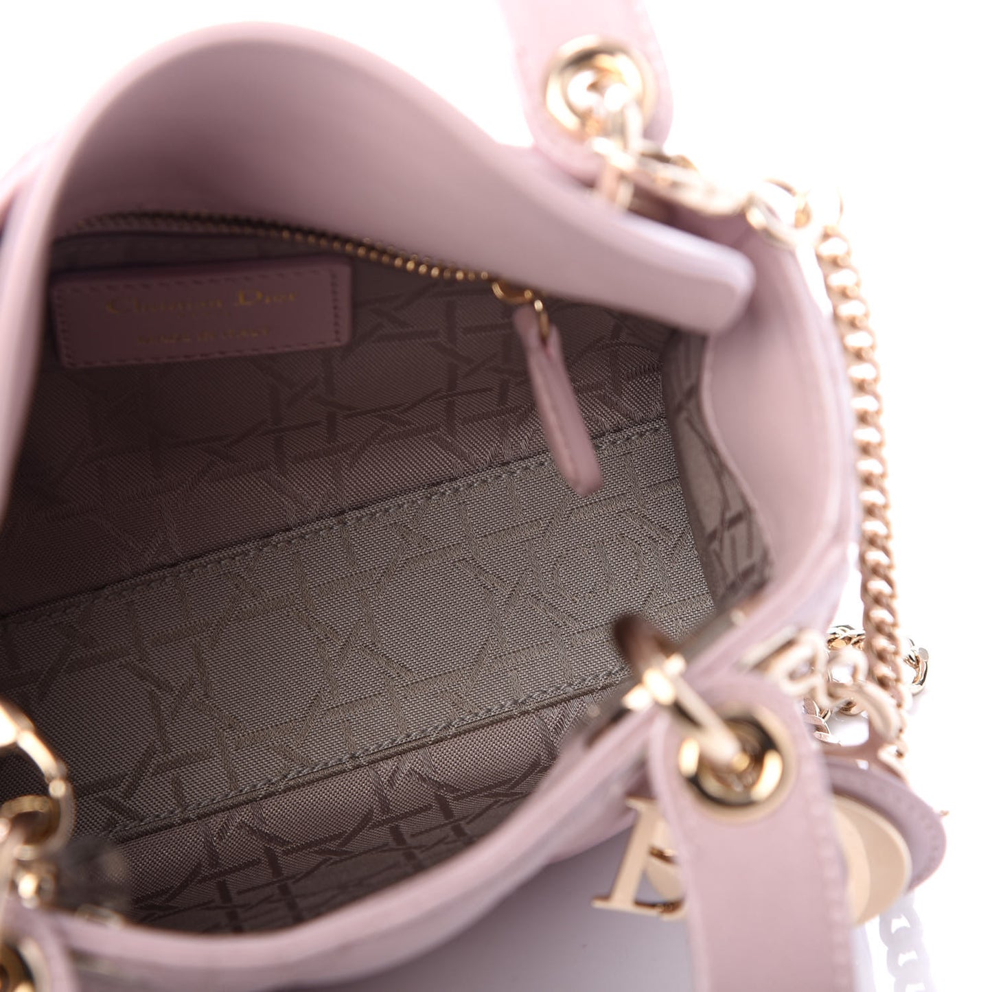 Metallic Lambskin Cannage Mini Lady Dior Lotus