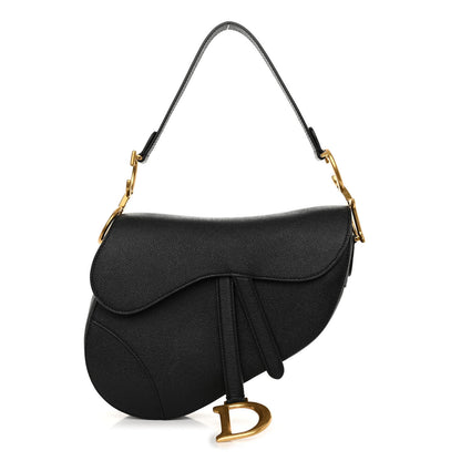 Christian Dior CHRISTIAN DIOR Grained Calfskin Saddle Bag Black 1 of 11