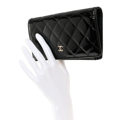 Chanel Patent Calfskin Quilted Yen Wallet Black 2 of 11