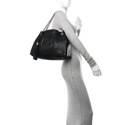 Gucci Pebbled Calfskin Medium Soho Chain Shoulder Bag Black 2 of 14