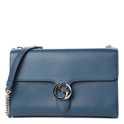Gucci Moon Calfskin Medium Interlocking Shoulder Bag Dusty Avio 1 of 9