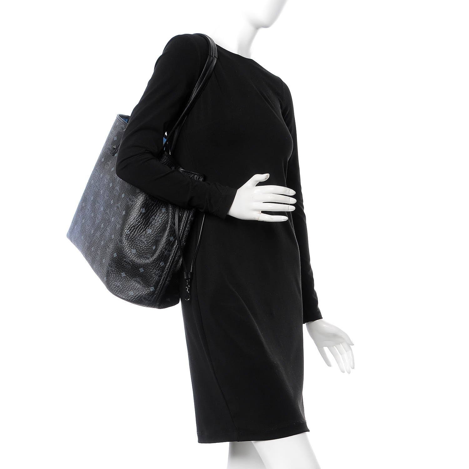 MCM Visetos Large Reversible Shopper Tote Black 2 of 11