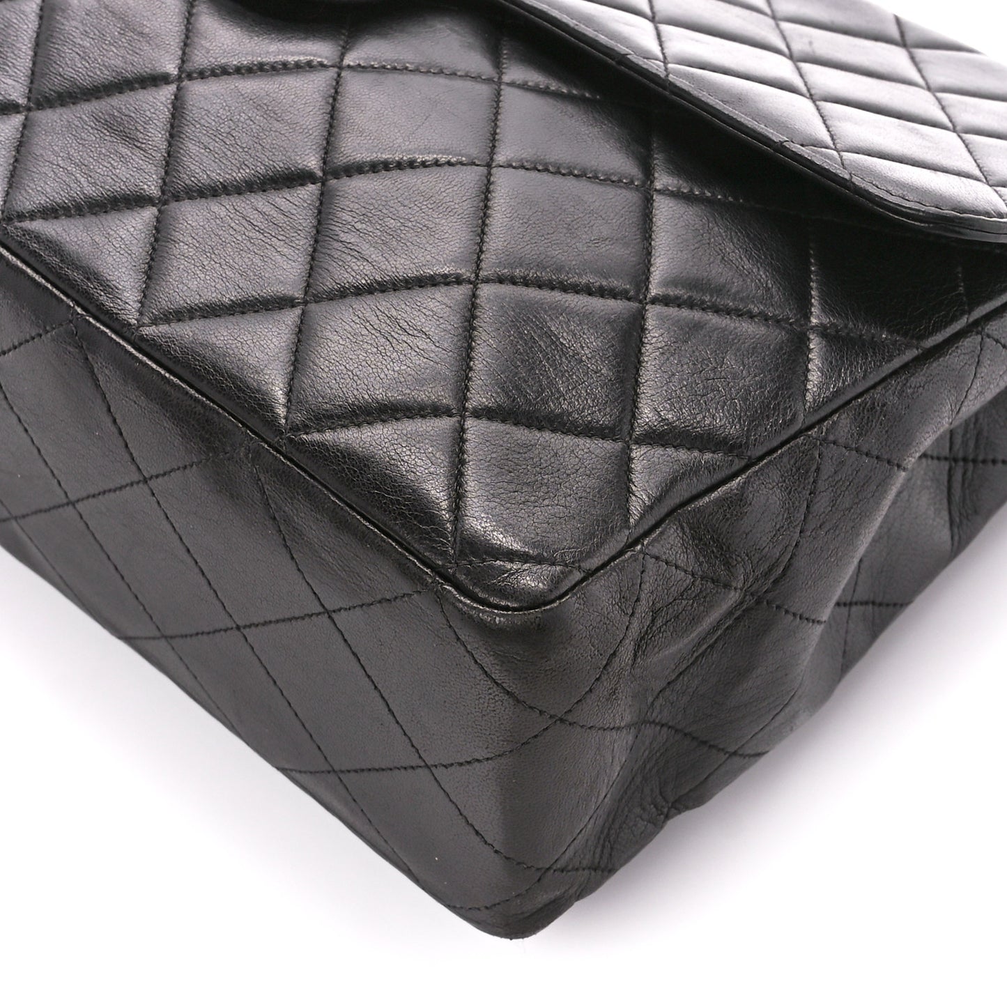 Lambskin Quilted Jumbo Single Flap Black