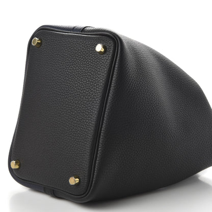 Hermes Taurillon Clemence Casaque Picotin Lock 18 PM Bleu Nuit Black Blue Frida 7 of 11