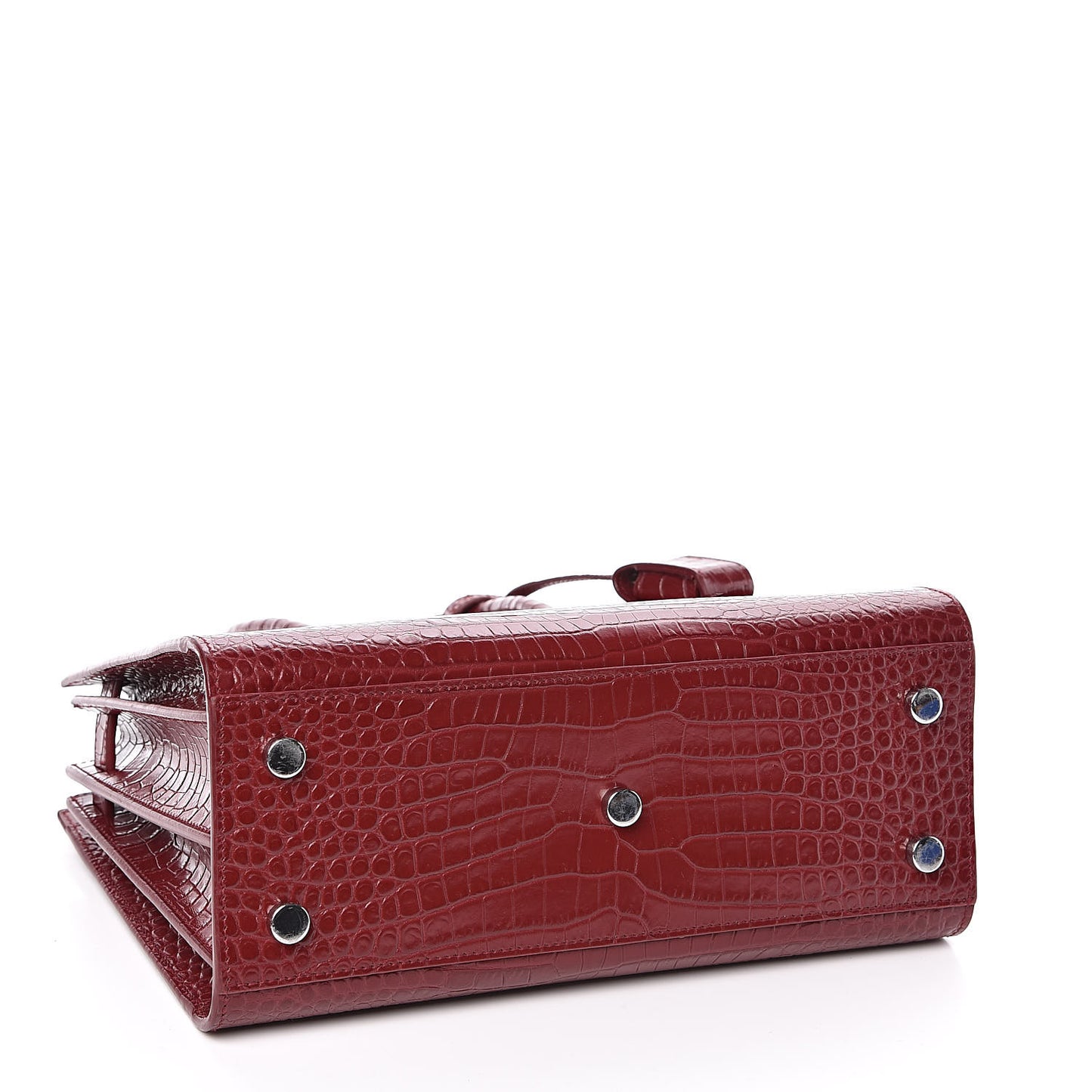 Calfskin Crocodile Embossed Baby Sac De Jour Red