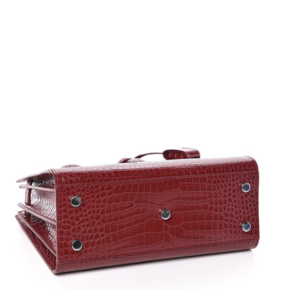 Saint Laurent Calfskin Crocodile Embossed Baby Sac De Jour Red 4 of 13