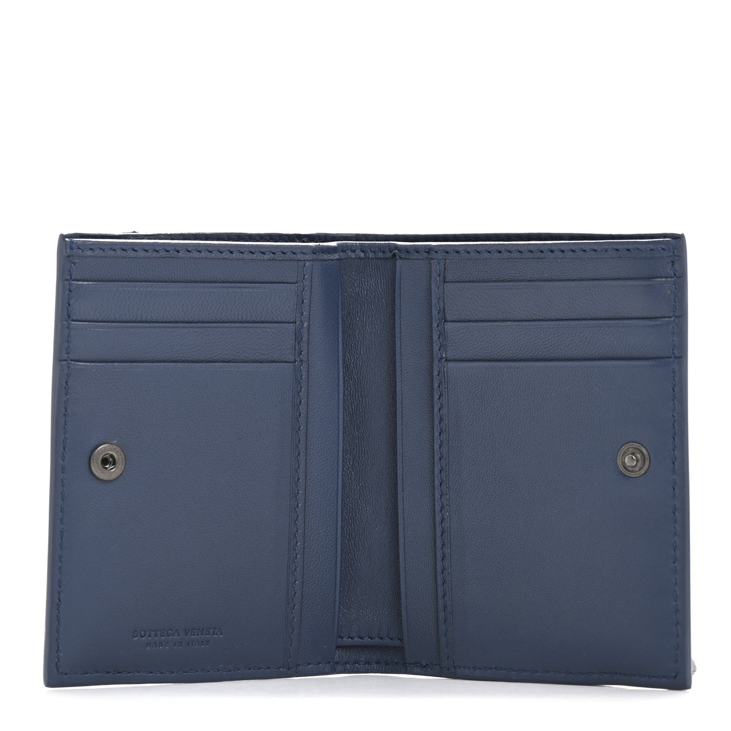 Nappa Intrecciato Bifold Zip Wallet Navy