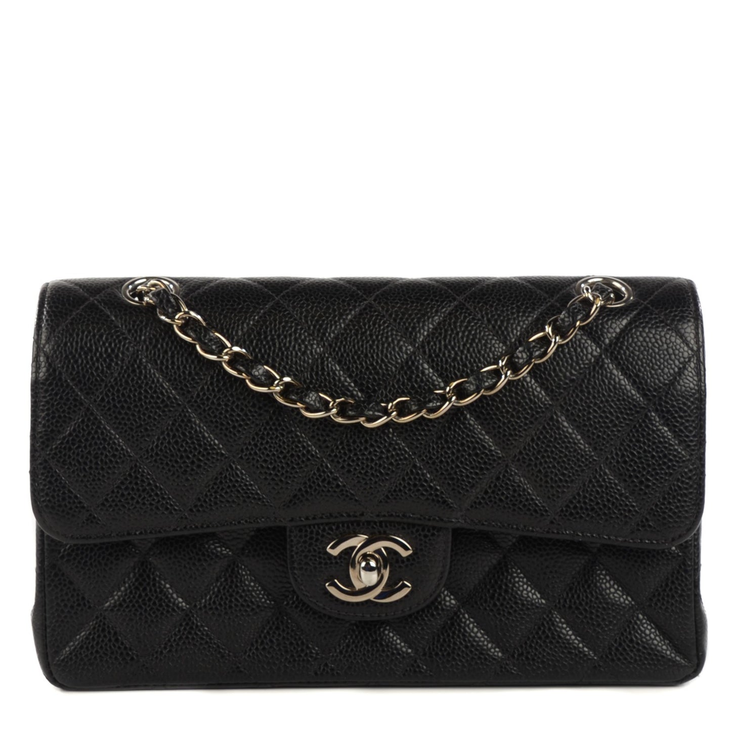 Caviar Quilted Small Double Flap Black