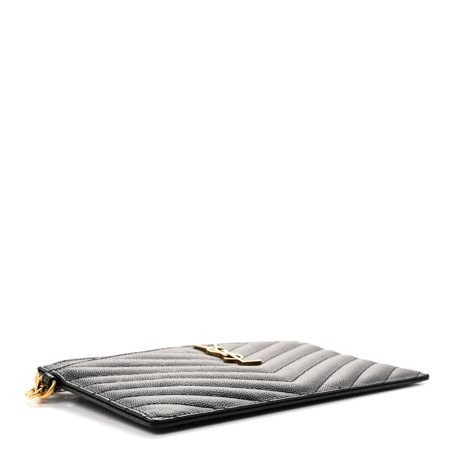 Grain De Poudre Chevron Monogram Large Bill Pouch Black