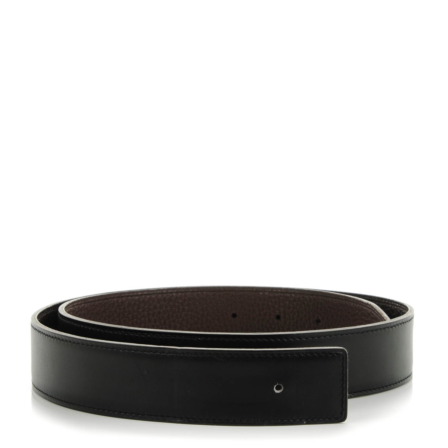 Hermes Box Togo 32mm Belt Strap 85 Black Chocolate 1 of 5
