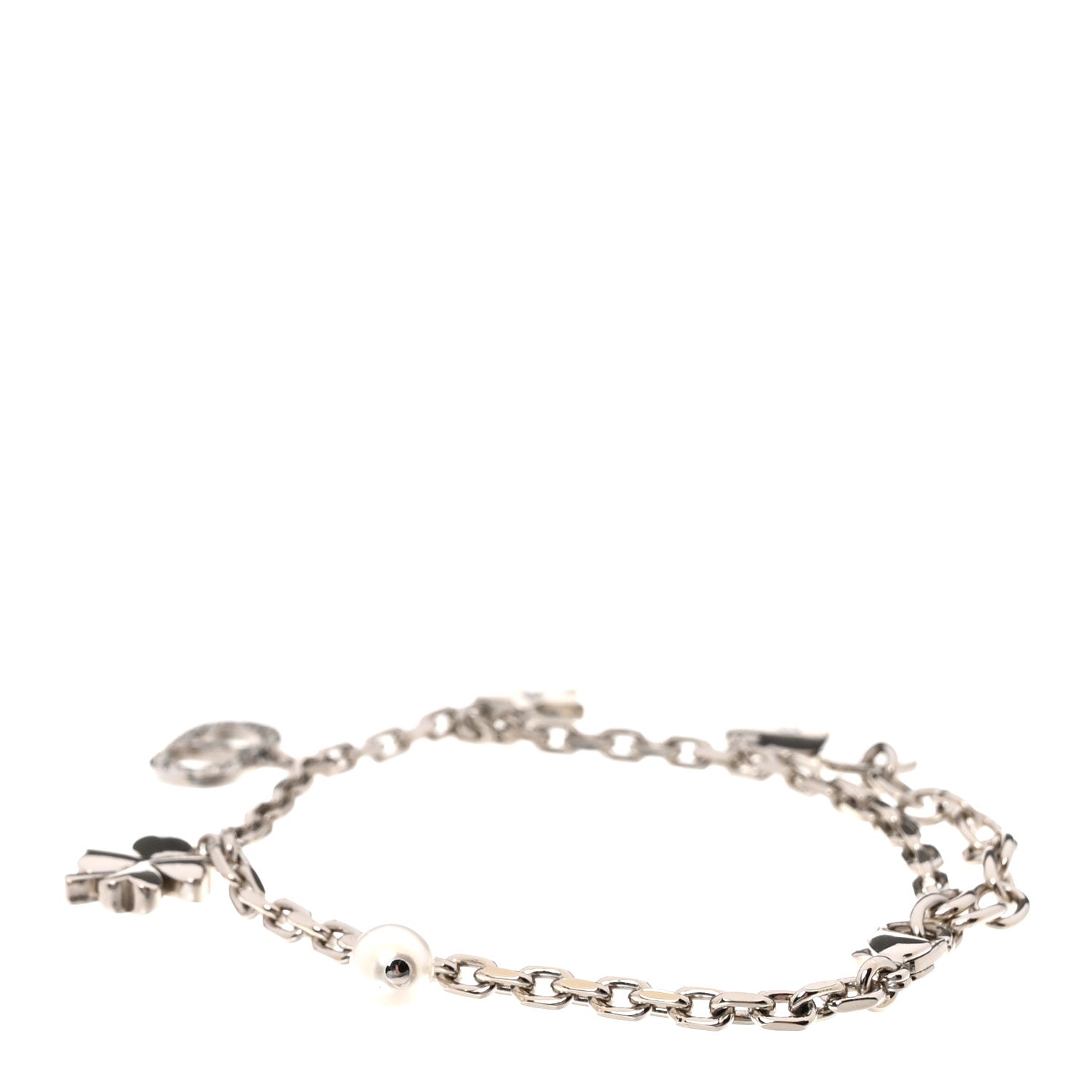 Christian Dior Crystal Petit CD Lucky Charms Bracelet Silver 3 of 4