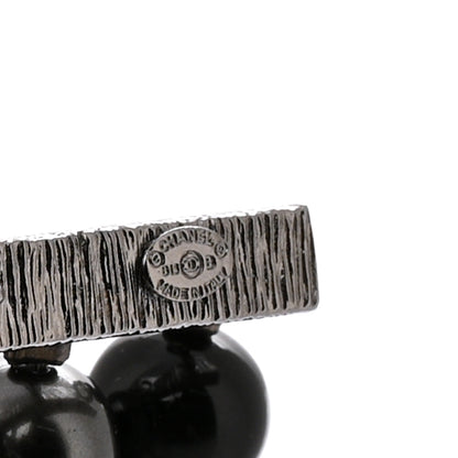Chanel Pearl Bead CC Multistrand Bracelet Grey Black Ivory 4 of 5