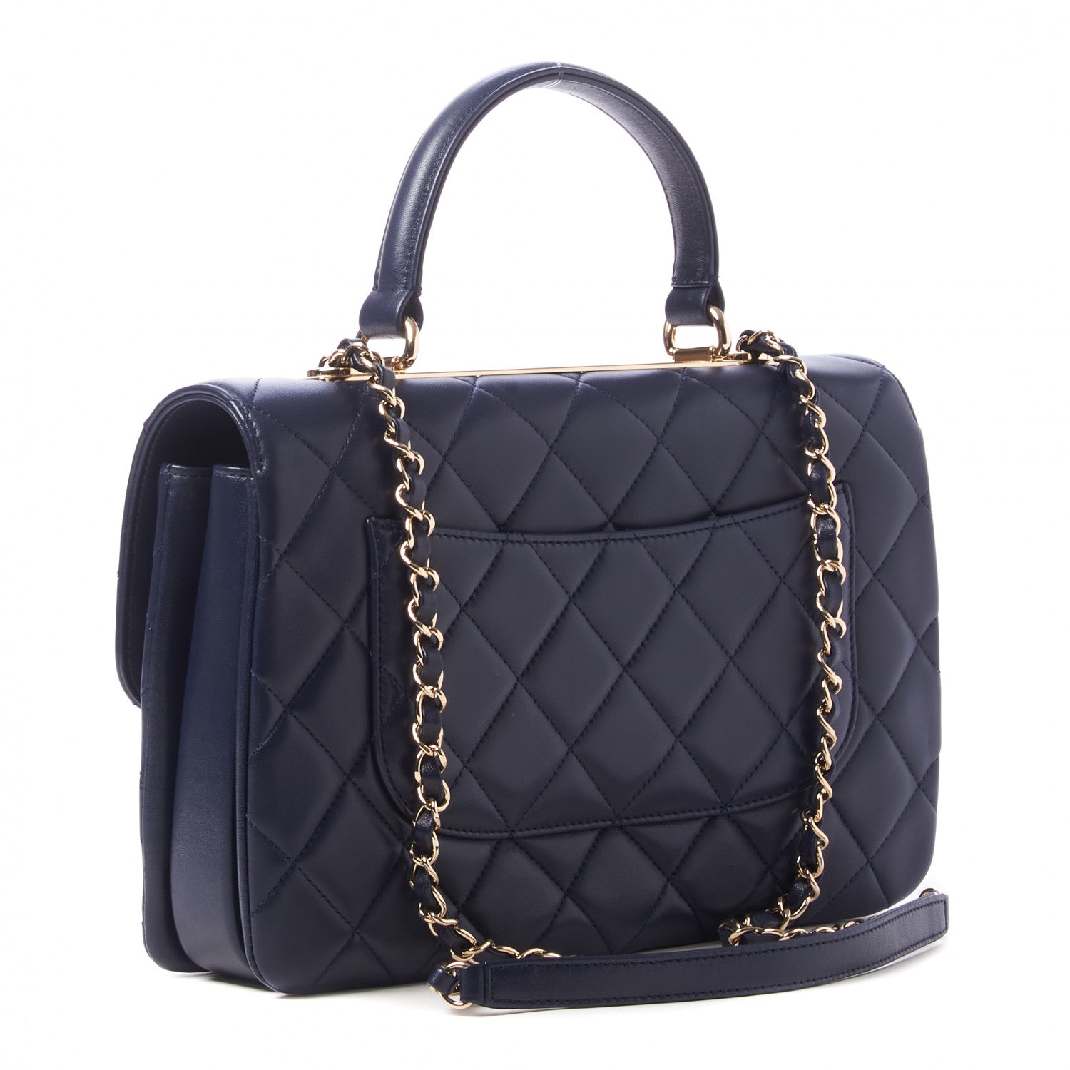 Chanel Lambskin Quilted Medium Trendy CC Flap Dual Handle Bag Navy Blue 2 of 9