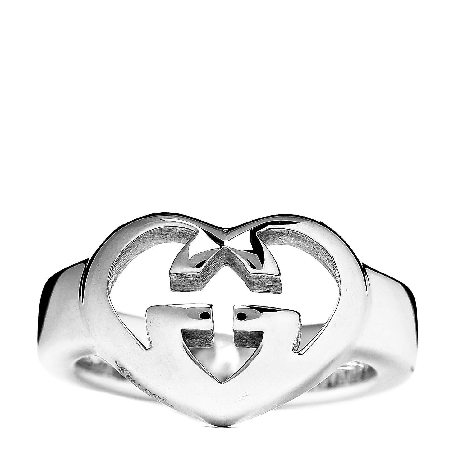 Sterling Silver Interlocking G Heart Ring 49 4.75