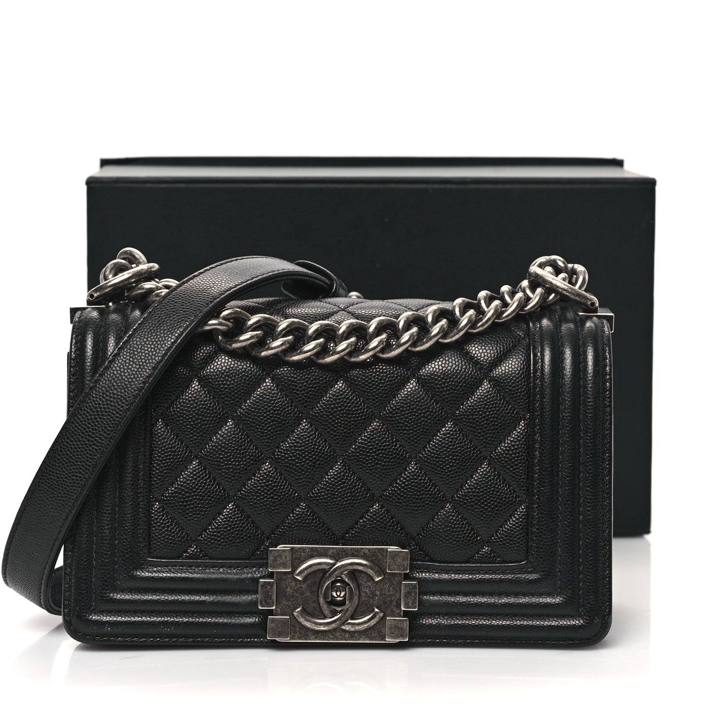 Caviar Quilted Small Boy Flap Black