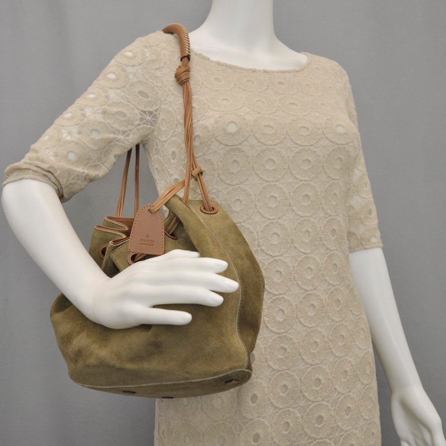 Suede Drawstring Shoulder Bag
