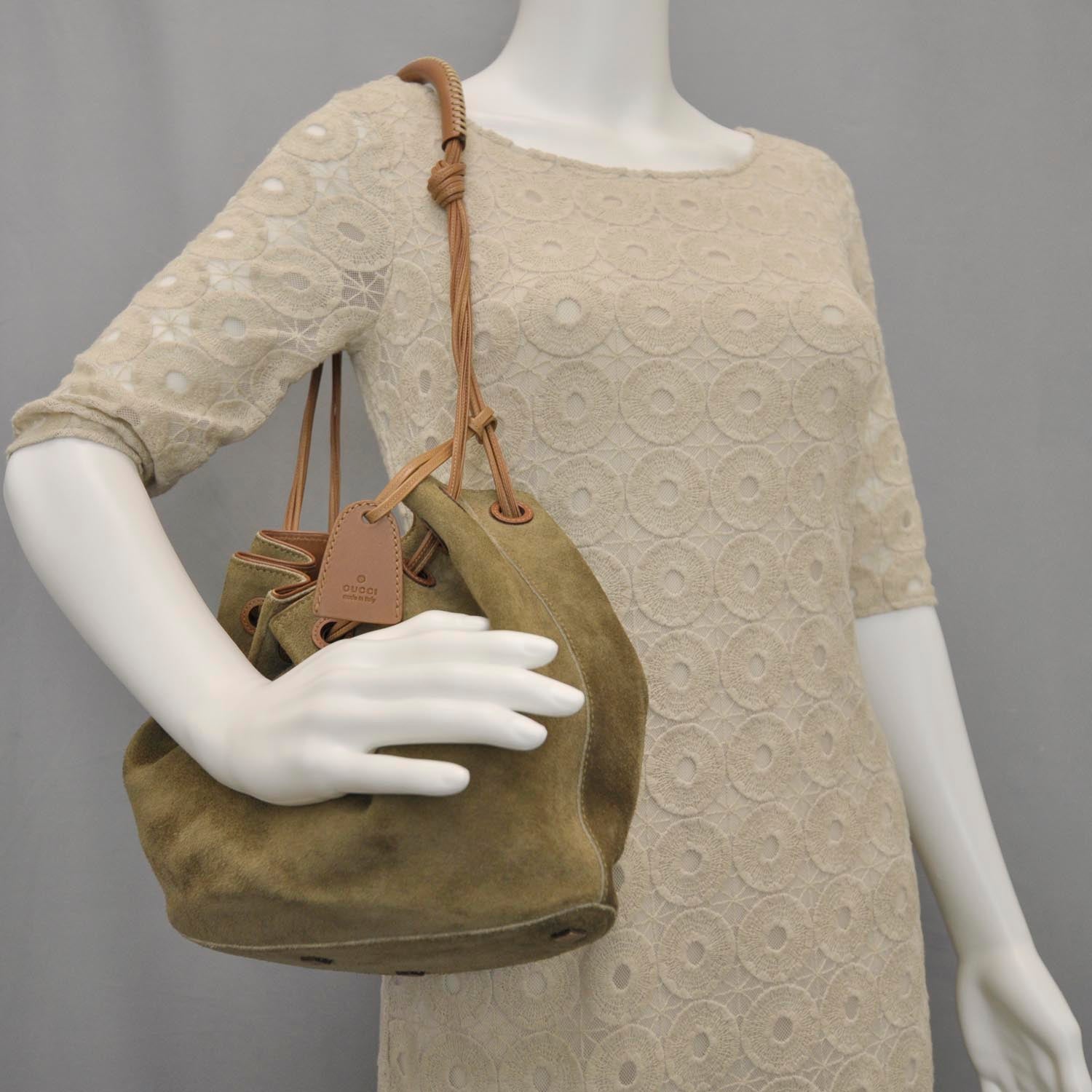 Gucci Suede Drawstring Shoulder Bag 2 of 9
