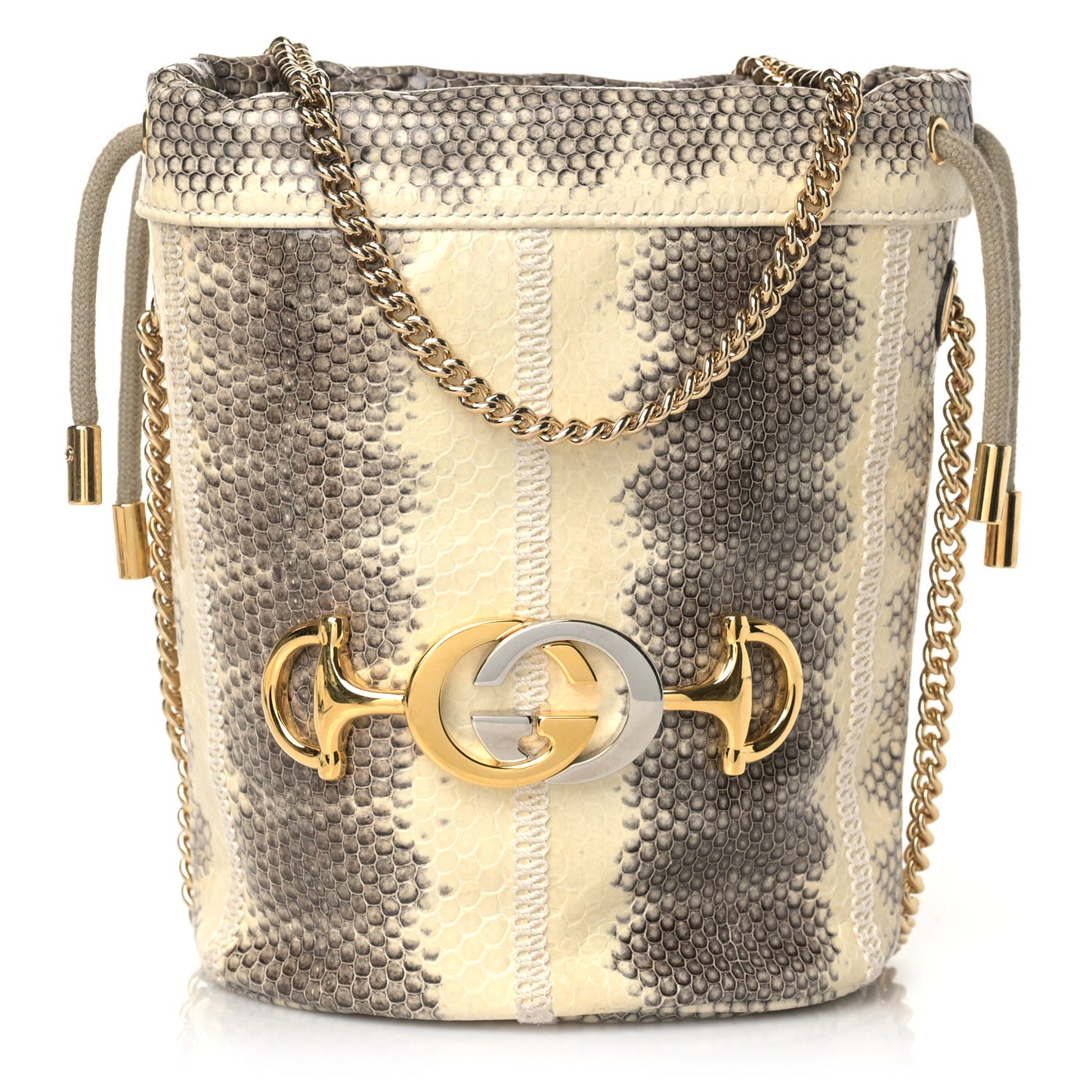 Snakeskin Mini Zumi Bucket Bag Grey