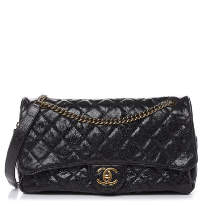 Chanel Crumpled Grained Calfskin Quilted Large Shiva Flap Black 1 of 10