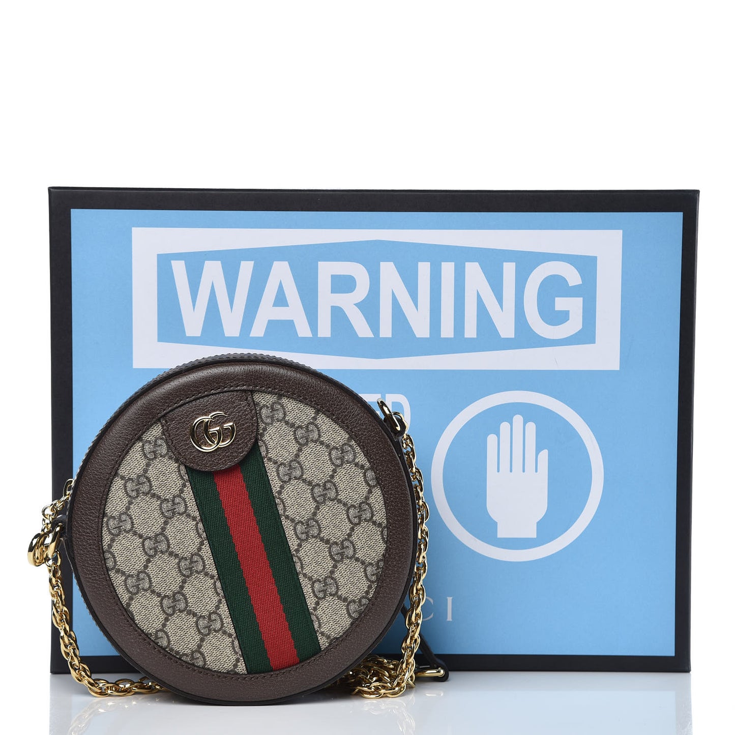 GG Supreme Monogram Web Mini Ophidia Round Shoulder Bag Brown