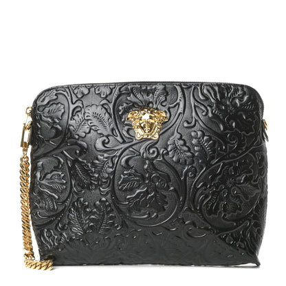 Versace Grained Calfskin Embossed Palazzo Medusa Chain Pouch Black 1 of 8