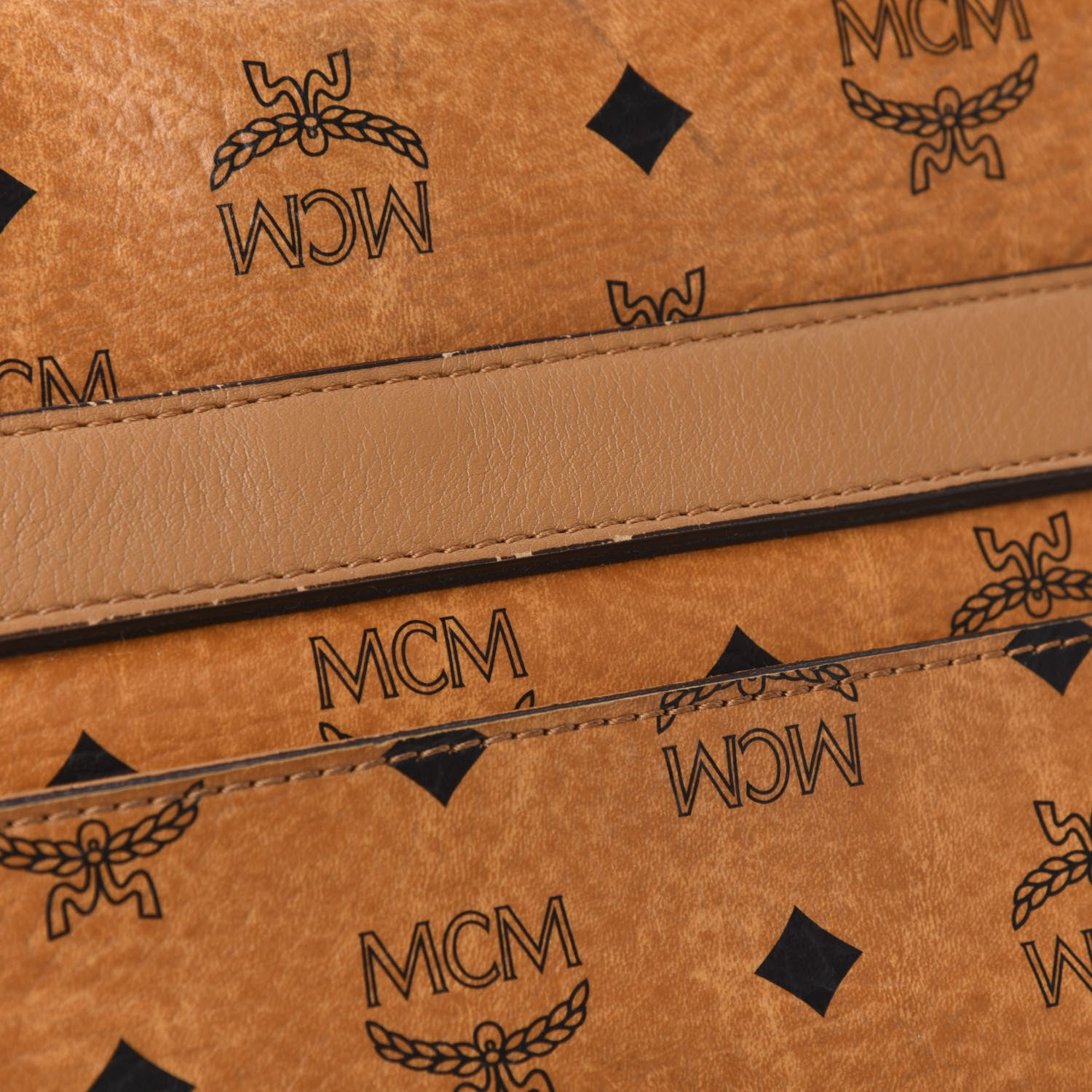 MCM Visetos Top Handle Satchel Cognac 11 of 12