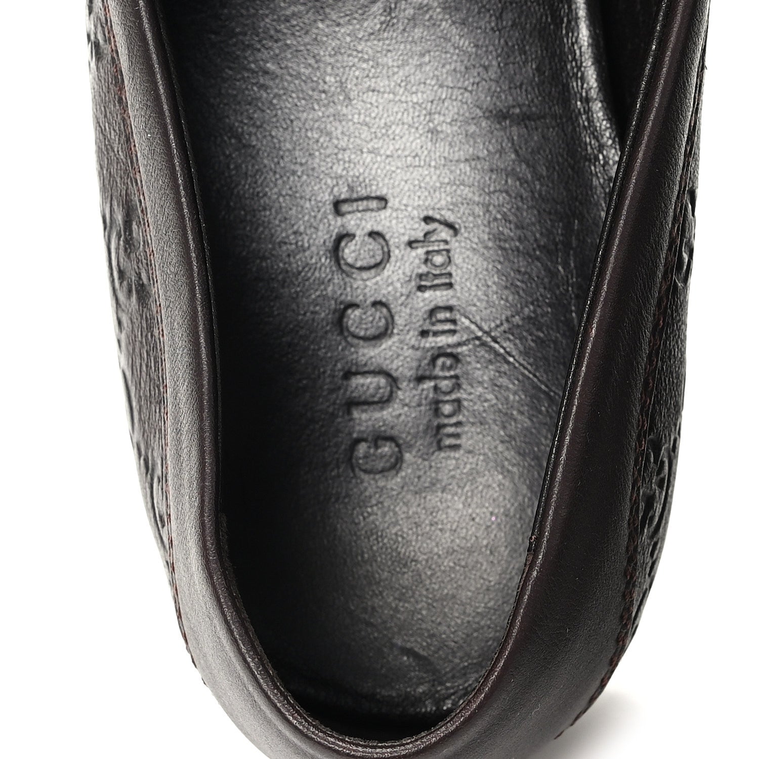 Gucci Guccissima Mens Driver Loafers 8 Chocolate 1874202