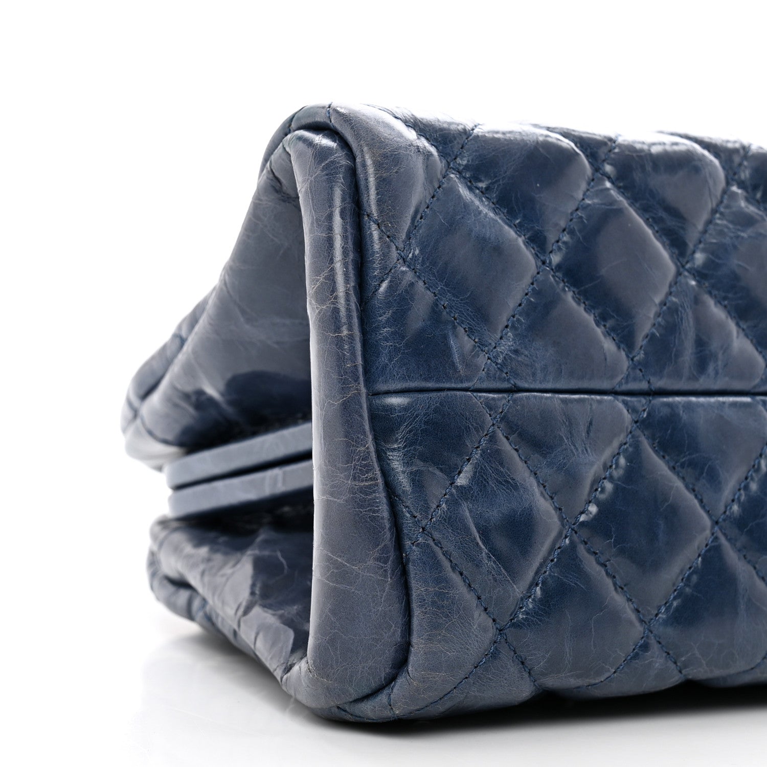 Chanel Aged Calfskin Quilted Small Just Mademoiselle Bowling Bag Dark Blue 9 of 10