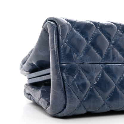 Chanel Aged Calfskin Quilted Small Just Mademoiselle Bowling Bag Dark Blue 9 of 10