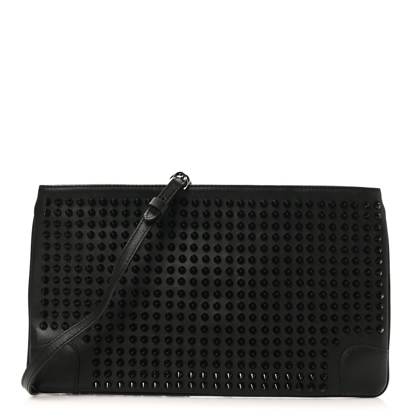 Calfskin Studded Loubiposh Clutch Black