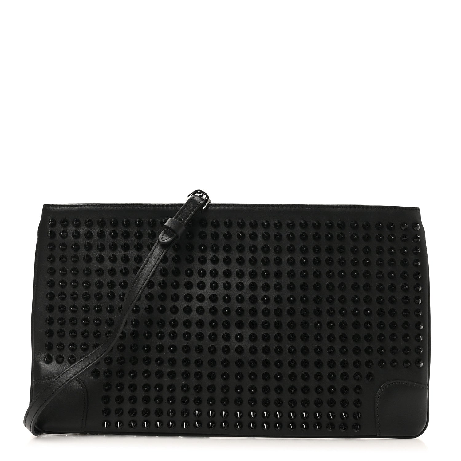 Christian Louboutin Calfskin Studded Loubiposh Clutch Black 1 of 9