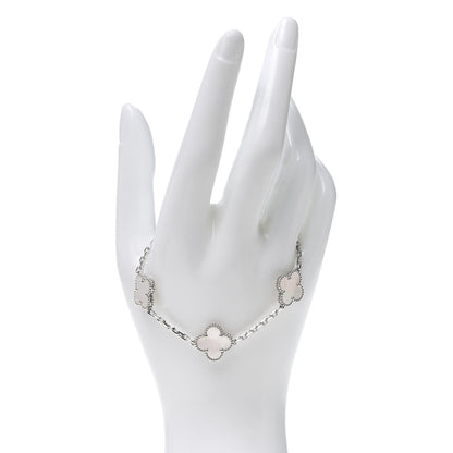 Van Cleef & Arpels 18K White Gold Mother of Pearl 5 Motifs Vintage Alhambra Bracelet 2 of 8