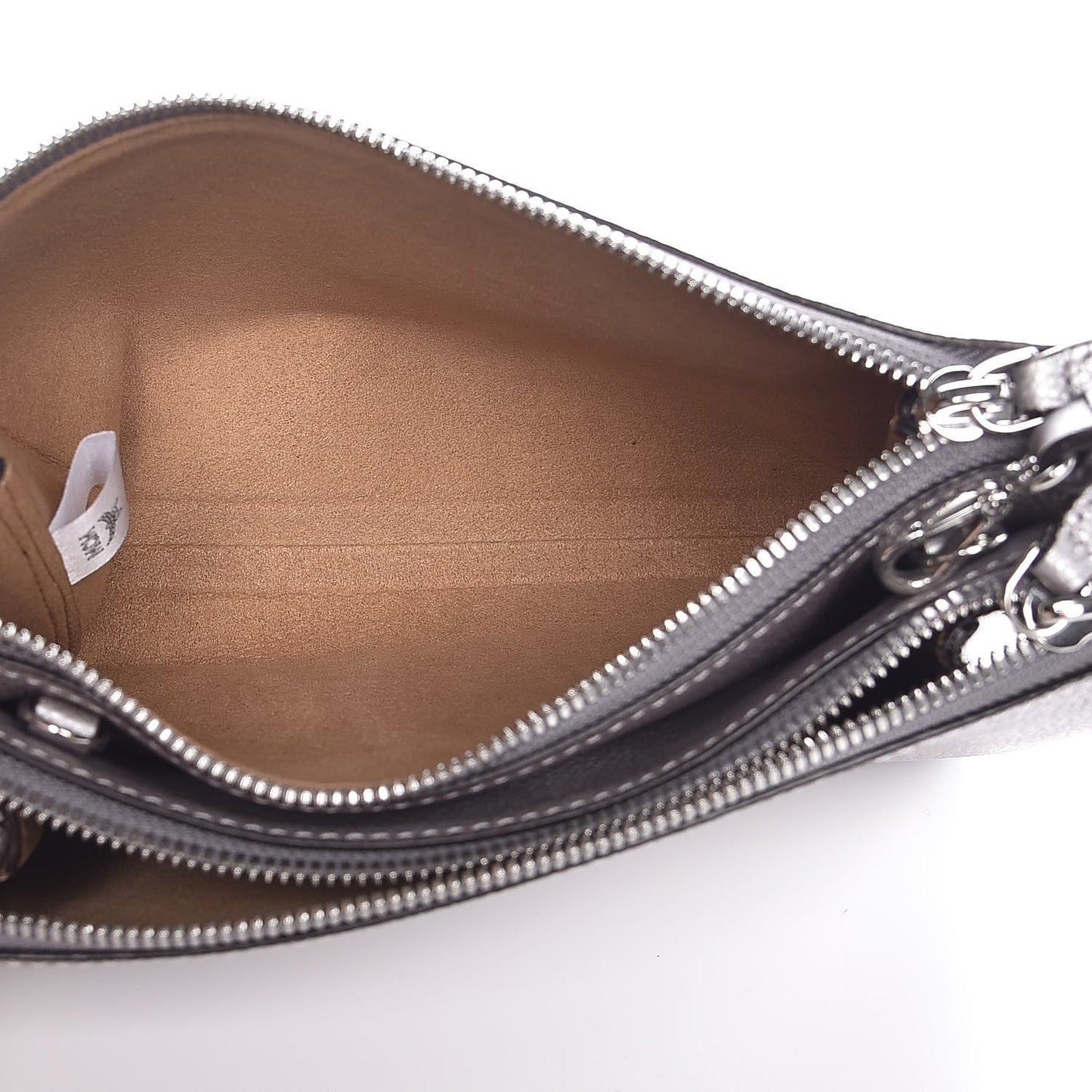 Grained Calfskin Milla Double Crossbody Bag Spike Silver